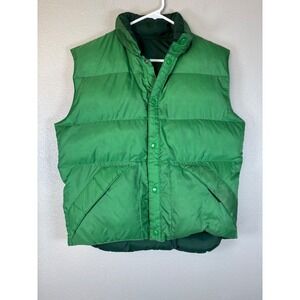 VTG 80's National "Down-Fills" Reversible Down Vest Size Men's Medium Green